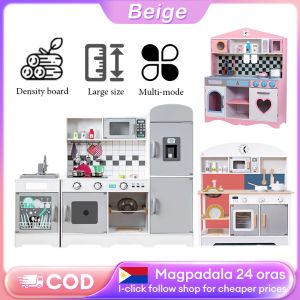 Kids Wooden Kitchen Japanese Style White Play Set with Food Simulation Toys Ideal for Pretend Cooking Play