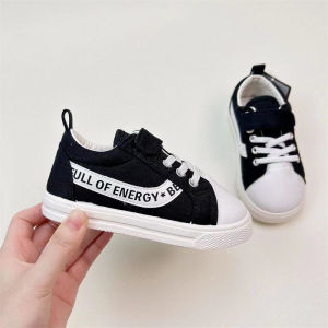 Childrens Casual Canvas Shoes Soft Bottom Anti-slip Magic Tape Nursery Boys Shoes Comfortable Low Cut Rubber Sole