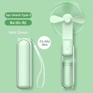 Quạt Cầm Tay Mini Di Động 2000mAh Sạc USB 3 Tốc Độ Có Thể Gập Lại Tích Hợp Chức Năng Sạc Dự Phòng Để Làm Mát