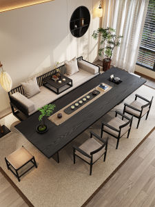 New Chinese Style Solid Wood Rakan Bed Tea Table Chair Combination Balcony Living Room Home Use Tea Table Office Tea Making Table