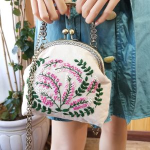 Handmade Embroidery DIY Material Kit Crossbody Handbag Self-Estitched Makeup Bag Traditional Chinese Style Fabric Purse