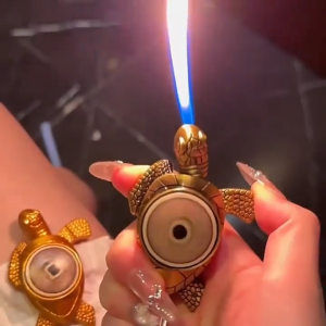 Turtle-shaped lighter classic copper color coin shape on the back