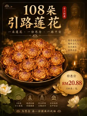 108朵莲花 / 大悲咒莲花 / 108朵折莲花 拜祖先 清明节 祖先忌日 拜七月 拜好兄弟 小莲花
