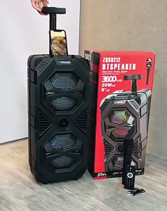 ZQS-8212 8"Inch with Wireless Mic LED Portable Super Bass Speaker Bluetooth/USB/TF/LED Light