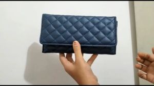 Dompet lipat panjang polos wanita kulit sintetis tempat uang koin kartu atm dan hp