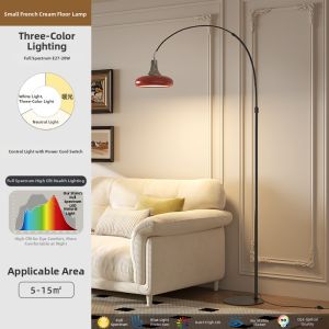 Elegant Cream Red French Style Floor Reading Light with Eye Protection
