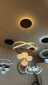 LED Chandelier 4 Heads Tri Color Modern Atmosphere Pendant Light Bedroom Living Dining Room Decorative Hang Drop Lamp Lighting
