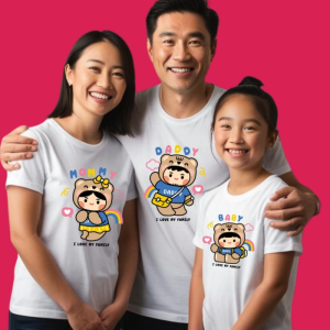 เสื้อครอบครัวพ่อเเม่ลูก Dad mom Baby .ลายเดียวกนน่ารักๆ ใส่เที่ยวเป็นครอบครัว ผ้าไมโคร ใส่สบาย มี3 ลายเลือกดูกันเลยค่า งานไทย พร้อมส่ง