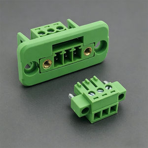 1Set Welding Free Through Wall 15EDGWC-3.81 Plug-In Terminal Block With Male And Female Mating Fixed Panel With Flange Ears