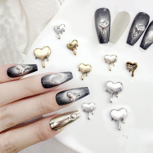 New Retro Liquid Heart Shaped Metal Jewelry Cool Girl Spicy Girl Style Nail Art Decoration Beautiful Elegant Fashionable