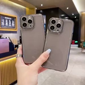 Transparent Black Electroplated Frame Phone Case For iPhone 17 Air 16 15 14 Plus 13 12 Pro Max Clear Lens Full Protection Cover