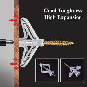 50 set of hollow wall anchors with screws butterfly expansion screw plugs for drywall and cement board easy-to-install fasten