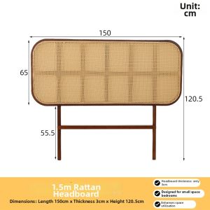 MEIZHULIJIA | Japanese Vintage Rattan Woven Minimalist Freestanding Headboard