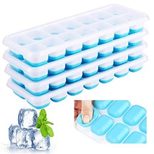 14 Grid 4Pcs/Set CubeTray Stackable Silicone Ice Mold with Removable Lid Easy-Release For Cocktail Freezer Kitchen Tools
