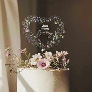 Phụ Kiện Trang Trí Bánh Acrylic Trong Suốt Hình Lá Chúc Mừng Sinh Nhật Trang Trí Tiệc Cưới Trang Trí Tiệc Chào Đón Em Bé Thiết Kế Hình Lá Dụng Cụ Làm Bánh