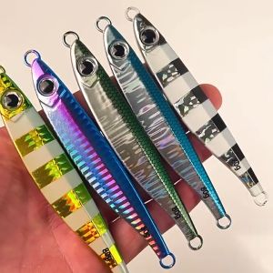 PROBEROS 1PCS Fishing Jigging Lures Sinking 14g 21g 28g 40g 60g 80g Luminous Metal Fast Jig Cast Spoon Lure Deep Sea Fishing Tackle LF121