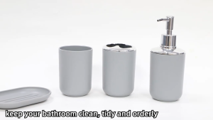 ชุดอุปกรณ์ในห้องน้ำ 6 ชิ้น สีเทา
