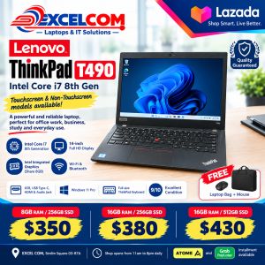 Lenovo ThinkPad T490 Laptop Intel Core i7 8th Gen 14-inch Full HD Display 8GB RAM 256GB SSD Touchscreen & Non-Touchscreen Models Available