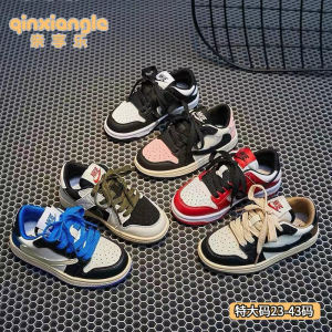 Trendy  Kids Sneakers Leather Low Top Casual Shoes for Boys And Girls Pre School Children Fashionable Hook Design All Season