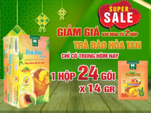Trà Đào hòa tan Tiếng Vang HỘP LỚN 24 GÓI/HỘP (MUA TỪ 2 HỘP GIẢM THÊM GIÁ)
