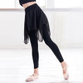 Girls Black Ballet Pants Dance Tights of Skirt Asymmetrical Chiffon Skirts Kids Training Pants Athletic Pants for Dance Daily. 