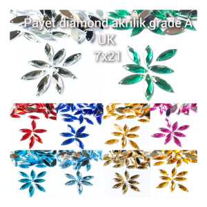 payet diamond jahit mata sampan manik manik mote tempel grade A premium ukuran 7x21 per lusin Material Jahitan Kerajinan Warna Variatif Untuk Dekorasi - Lazada