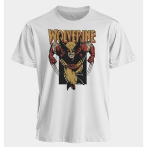 Marvel Mens and Womens T-shirts Wolverine Summer American Spring and Autumn Sports Fitness and Casual Oversized Short-sleeved