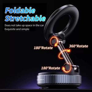1 Pcs Foldable Car Phone Holder Vacuum Magnet Bracket Upgraded Version Multi-angles Adjustment Strong Magnetic Suck Design