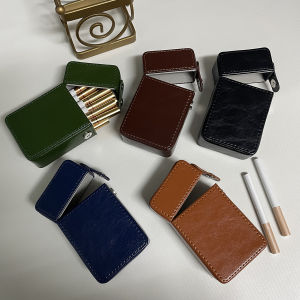 กล่องใส่บุหรี่หนังเทียม - สไตล์ลําลอง กันความชื้น บรรจุบุหรี่ขนาดปกติได้ 20 ชิ้น