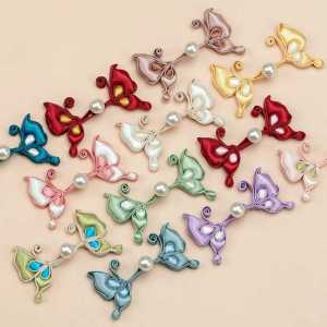 Handmade Chinese Style Butterfly Flower Button for Cheongsam Hanfu Traditional Embroidery DIY Sewing Accessories Decorative