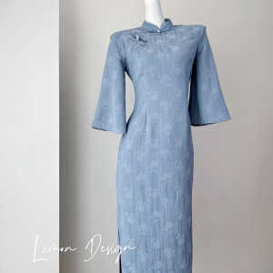 Elegant New Chinese Style Cheongsam Artistic Low Cut Slit Daily Wear Floral Patterned Short Sleeve Midi Qipao for Women