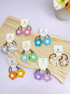 Dây Buộc Tóc Da Họa Tiết Hoa Thời Trang Hàn Quốc Cho Bé Gái Dây Buộc Tóc Cao Su Đàn Hồi Cao Phụ Kiện Tóc Cho Bé Gái