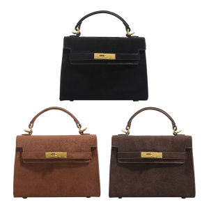 [VTO] Women Faux Suede Crossbody Bag Solid Color Tote Handbag Underarm Purse for Daily Travel Work