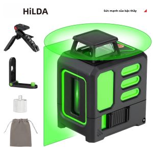 HILDA 5-Line Laser Level 360 Công Cụ Xây Dựng Tự Động Cân Bằng Ngang Ngang Màu Xanh Lá Cây Độ Chính Xác Cao ± 02mm/m Để Sử Dụng Tự Làm Và Chuyên Nghiệp