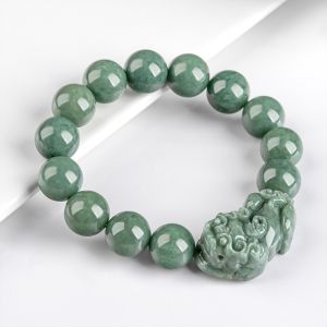 TIMESWIND with Certificate Green Natural Jade Ice Pixiu Beads Men Beaded Bracelet Y1B