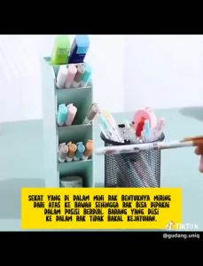 Rak Mini 4 Sekat Tempat Kotak Alat Tulis Pulpen Stationery Stand Meja
