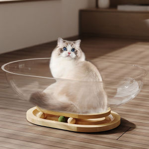 【Clitomk】2in1 รังแมวแคปซูลอวกาศ ของเล่นแมว กัญชาแมวเลีย ม้าหมุนครอกแมว