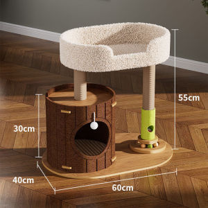 Warm Felt Cat Tree Multi-layered Autumn Winter Cat Climbing Frame House Safety Secure Base for Multiple Cats Simple Assembly