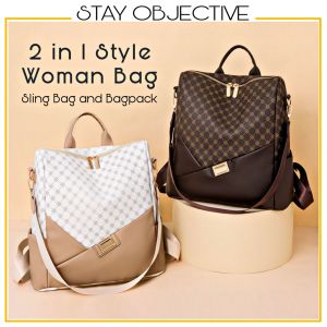 Premium Leather Woman Backpack Wanita Beg Galas Perempuan Bag Belakang Handbag Suitcase Women Bagpack School Sling 04