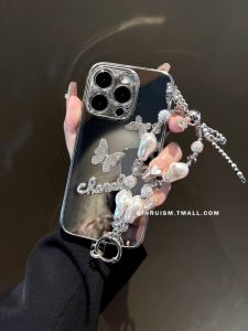 Premium Crystal Butterfly Mirror Phone Case for Apple 14Promax Silicone Full Cover Anti-Fall Protection Womens Style Compatible with iPhone 13 New Model