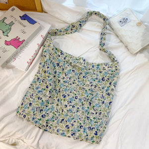 กระเป๋าผ้าใบทรงถุงซีทรูขนาดใหญ่สำหรับเด็กผู้หญิง ปักลายดอกไม้ กระเป๋าสะพายไหล่แบบลำลอง กระเป๋าผ้าใบสไตล์เกาหลี