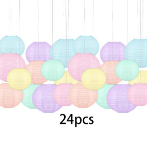 24Pcs Colorful Hanging Paper Lantern Soft 20cm Macaron Color Neon Chinese Paper Lantern Party Decoration Classroom Baby Shower Wedding Birthday Valentines Day (Macaron)