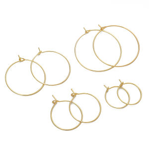 2-20pcs/bag 15-30mm 14K Gold Plated Brass Circular Hook Earring For DIY Earring Jewelry Accessories