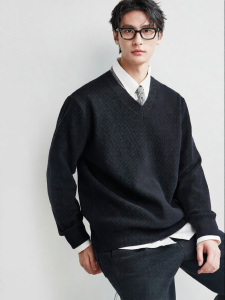 MIANXIANSHENG | Pima Cotton Micro-loose V-Neck Sweater