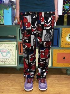 กางเกงขายาวทรงตรงลำลองสไตล์อเมริกันสำหรับผู้ชาย ทรงหลวม ลายการ์ตูน ฤดูใบไม้ผลิและฤดูใบไม้ร่วง