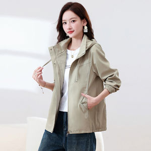 MANWUJINGLING | New Fall Womens Trench Coat Short Stand Collar Large Size Casual