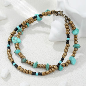 Bohemian Style Shell Wood Bead Bracelets for Men Adjustable Beach Vacation Theme Woven Leg Rings Fashionable Body Chains