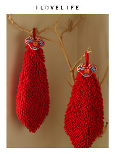 Absorbent Non-shedding Hand Towels Kitchen Bathroom Hanging Heart Lock Design Vintage Style Home Textiles for Men And Women