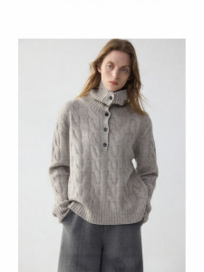 epoque de rueen | Elegant Business High Neck Yarn Blend Sweater