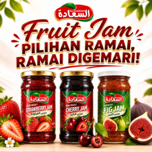Fruit Jam ALSAADAH/Jem Buahan/Fig Jam/Strawberry/Cherry/450g/Natural/Halal/Premium Quality